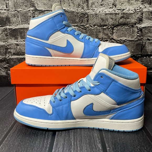 Jordan 1 Mid UNC 2013 US Mens Size 11.5 Nike North Carolina AJ1 Baby Blue - Picture 2 of 12